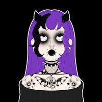 a girl with purple hair and black tattoos