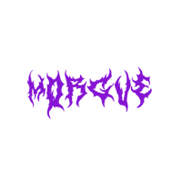 the word morgue in purple on a black background