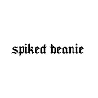 the word spiked beanie on a white background